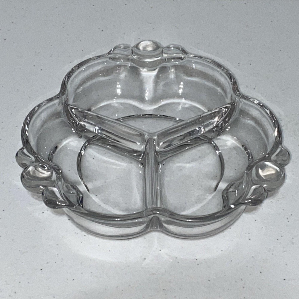VTG Duncan & Miller Canterbury Clear Glass Relish Tray Candy Dish Divided 3 Part